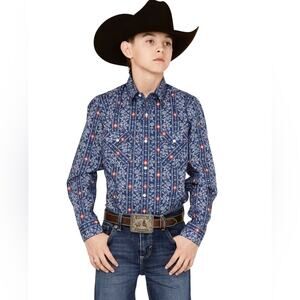 PAISLEY Western PEARL SNAP Shirt 10 Medium